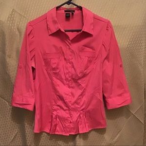 Pink button up 3/4 sleeve